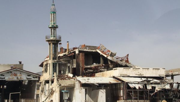 A mosque destroyed as a result of the hostilities in Homs, Syria A mosque destroyed as a result of the hostilities in Homs, Syria - Sputnik International