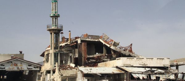 A mosque destroyed as a result of the hostilities in Homs, Syria A mosque destroyed as a result of the hostilities in Homs, Syria - Sputnik International