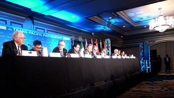 Delegates attending the Trans-Pacific Partnership(TPP) talks hold a press conference October 5, 2012 in Atlanta, Georgia Delegates attending the Trans-Pacific Partnership(TPP) talks hold a press conference October 5, 2012 in Atlanta, Georgia - Sputnik International