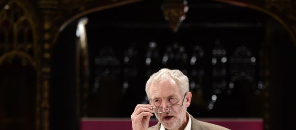 Opposition Labour party leader Jeremy Corbyn speaks at an anti-austerity rally at the cathedral in Manchester, north west England, on October 5, 2015, on the sidelines of the annual ruling Conservative party conference. - Sputnik International