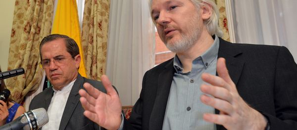 In this Aug. 18, 2014, file photo, Ecuador's Foreign Minister Ricardo Patino, left, and WikiLeaks founder Julian Assange speak during a news conference inside the Ecuadorian Embassy in London. In this Aug. 18, 2014, file photo, Ecuador's Foreign Minister Ricardo Patino, left, and WikiLeaks founder Julian Assange speak during a news conference inside the Ecuadorian Embassy in London. - Sputnik International
