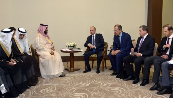 Vladimir Putin meets with Deputy Crown Prince and Defence Minister of Saudi Arabia Mohammad bin Salman Al Saud Vladimir Putin meets with Deputy Crown Prince and Defence Minister of Saudi Arabia Mohammad bin Salman Al Saud - Sputnik International