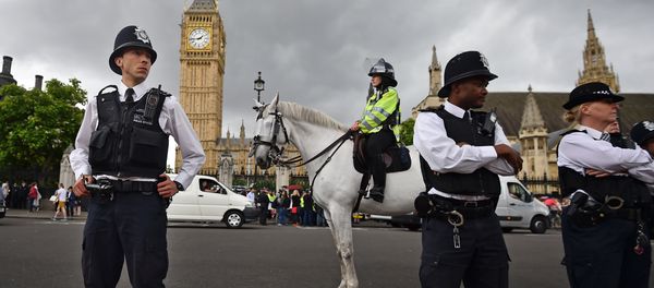 Police stand ready as protesters gather in Parliament Square in central London, on July 8, 2015 - Sputnik International