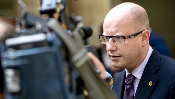 Bohuslav Sobotka, Prime Minister of the Czech Republic, speaks to the press during a high-level meeting on the fight against social dumping and free trade in the European Union, in Brussels, on June 25, 2015 Bohuslav Sobotka, Prime Minister of the Czech Republic, speaks to the press during a high-level meeting on the fight against social dumping and free trade in the European Union, in Brussels, on June 25, 2015 - Sputnik International
