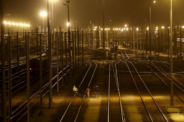 Migrants run after crossing a fence as they attempt to access the Channel Tunnel in Frethun, near Calais, France, August 4, 2015. Migrants run after crossing a fence as they attempt to access the Channel Tunnel in Frethun, near Calais, France, August 4, 2015. - Sputnik International