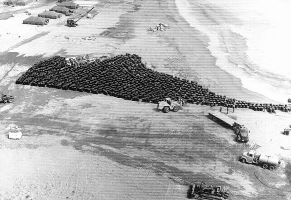More than 1,000 sealed barrels containing radioactive soil near Palomares in Spain on March 18, 1966, where H-bombs fell and broke open. More than 1,000 sealed barrels containing radioactive soil near Palomares in Spain on March 18, 1966, where H-bombs fell and broke open. - Sputnik International
