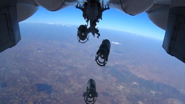 Russian Aerospace Forces conduct pinpoint air strikes on armored vehicles, fuel and lubrication materials storages Russian Aerospace Forces conduct pinpoint air strikes on armored vehicles, fuel and lubrication materials storages - Sputnik International