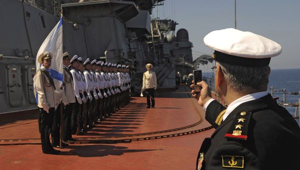 Russia's Pyotr Veliky missile cruiser makes port call in Tartus, Syria Russia's Pyotr Veliky missile cruiser makes port call in Tartus, Syria - Sputnik International