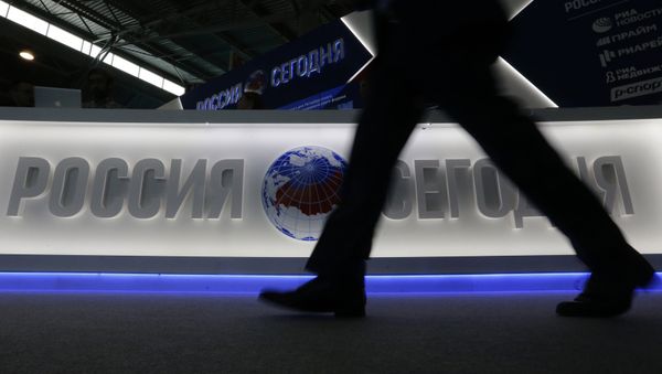 The stand of the Rossiya Segodnya International Information Agency at the 2015 St. Petersburg International Economic Forum - Sputnik International