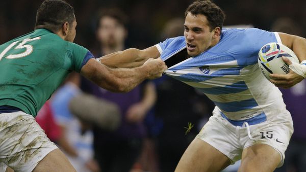 Ireland's Rob Kearney, left, grabs the shirt of Argentina's Joaquin Tuculet - Sputnik International