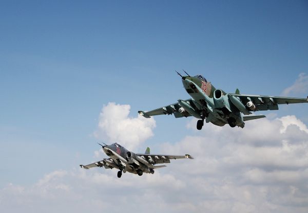 Su-25 jets of the Russian Aerospace Forces at the Hmeymim airbase, Syria Su-25 jets of the Russian Aerospace Forces at the Hmeymim airbase, Syria - Sputnik International