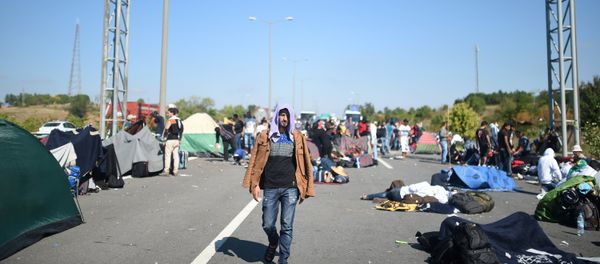 A man walks after Turkish police forces blocked migrants and refugees on a highway near Edirn during their march to the border between Turkey and Greece. - Sputnik International