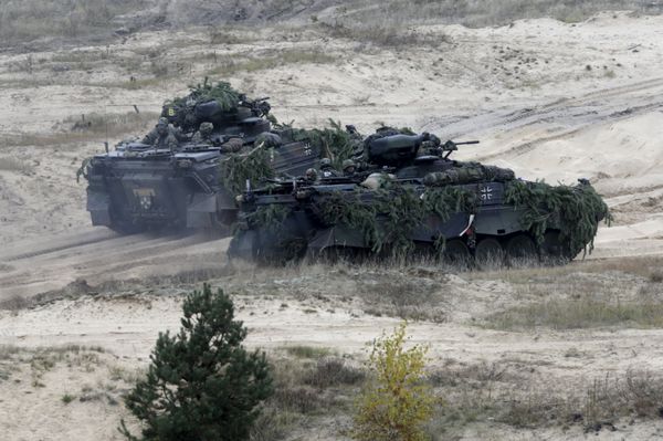 German army Marder infantry fighting vehicles participate in Operation Hazel” military drill at the Adazi training field, Latvia, October 22, 2015 - Sputnik International