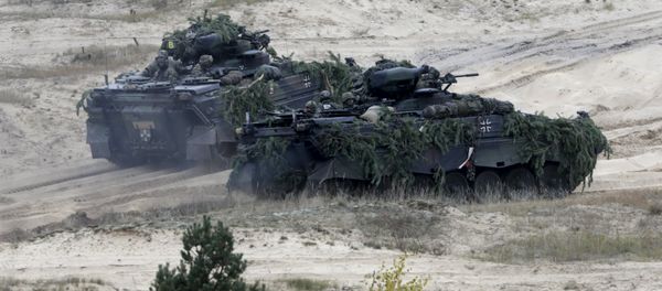 German army Marder infantry fighting vehicles participate in Operation Hazel” military drill at the Adazi training field, Latvia, October 22, 2015 German army Marder infantry fighting vehicles participate in Operation Hazel” military drill at the Adazi training field, Latvia, October 22, 2015 - Sputnik International