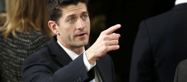Rep. Paul Ryan (R-WI) gestures to colleagues on the floor prior to the start of the election for the new Speaker of the U.S. House of Representatives in the House Chamber in Washington October 29, 2015 - Sputnik International