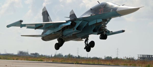 The Su-34 lands at Latakia airport, Syria. File photo The Su-34 lands at Latakia airport, Syria. File photo - Sputnik International
