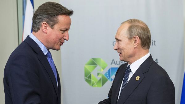 November 15, 2014. Russian President Vladimir Putin, right, and Prime Minister of the United Kingdom of Great Britain and Northern Ireland David Cameron during a bilateral meeting held as part of the G-20 summit at the Brisbane Convention and Exhibition Centre in Australia November 15, 2014. Russian President Vladimir Putin, right, and Prime Minister of the United Kingdom of Great Britain and Northern Ireland David Cameron during a bilateral meeting held as part of the G-20 summit at the Brisbane Convention and Exhibition Centre in Australia - Sputnik International