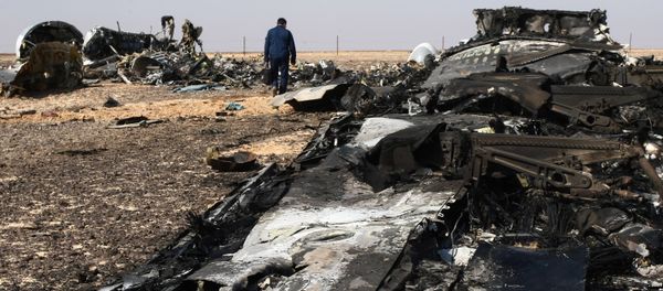 The fragments of the Airbus A321 that was carrying out Kogalymavia Flight 9268 from Sharm el-Sheikh to St. Petersburg, on the crash site 100 km south of El Arish in the northern Sinai Peninsula - Sputnik International