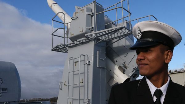 Duty officer at the supersonic Bramas missile system on board the frigate Tarkash (Quiver) after the formal ceremony transferring the ship to the naval forces of India at the pier of the Baltic Shipyard Yantar factory. Duty officer at the supersonic Bramas missile system on board the frigate Tarkash (Quiver) after the formal ceremony transferring the ship to the naval forces of India at the pier of the Baltic Shipyard Yantar factory. - Sputnik International