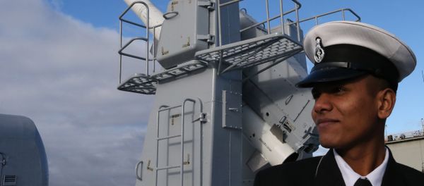 Duty officer at the supersonic Bramas missile system on board the frigate Tarkash (Quiver) after the formal ceremony transferring the ship to the naval forces of India at the pier of the Baltic Shipyard Yantar factory. - Sputnik International