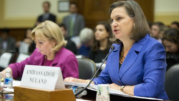Assistant Secretary for European and Eurasian Affairs Victoria Nuland, right, accompanied Assistant Secretary of State for Near Eastern Affairs Anne Patterson, testifies on Capitol Hill in Washington, Wednesday, Nov. 4, 2015, before the House Foreign Affairs Committee hearing on Syria. Assistant Secretary for European and Eurasian Affairs Victoria Nuland, right, accompanied Assistant Secretary of State for Near Eastern Affairs Anne Patterson, testifies on Capitol Hill in Washington, Wednesday, Nov. 4, 2015, before the House Foreign Affairs Committee hearing on Syria. - Sputnik International