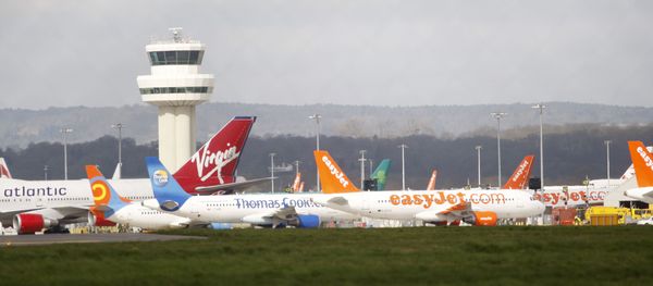 Airplanes stand idle at London's Gatwick Airport, England Airplanes stand idle at London's Gatwick Airport, England - Sputnik International