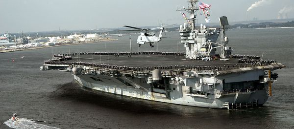 This 13 December, 2004 US Navy handout image shows the conventionally powered aircraft carrier USS John F. Kennedy (CV 67) as she returns to her homeport of Mayport, Florida This 13 December, 2004 US Navy handout image shows the conventionally powered aircraft carrier USS John F. Kennedy (CV 67) as she returns to her homeport of Mayport, Florida - Sputnik International