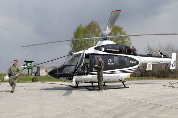The new Ansat, seen here at OAO Kazan Helicopter Plant's testing facility. - Sputnik International