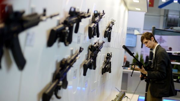 Kalashnikov mount displayed at the Russian Defense Ministry's Innovation Day 2015 exhibition, on the premises of the congress and exhibition center of the Russian armed forces in Kubinka, Moscow Region Kalashnikov mount displayed at the Russian Defense Ministry's Innovation Day 2015 exhibition, on the premises of the congress and exhibition center of the Russian armed forces in Kubinka, Moscow Region - Sputnik International