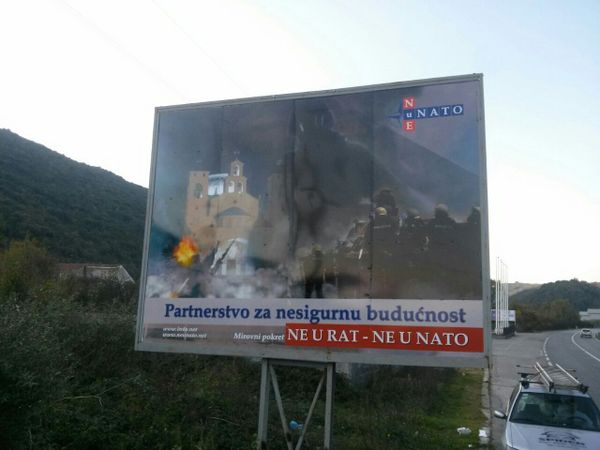 Anti-NATO Poster countering the government's propaganda campaign: 'Partnership for an Uncertain Future - No to War, No to NATO' - Sputnik International