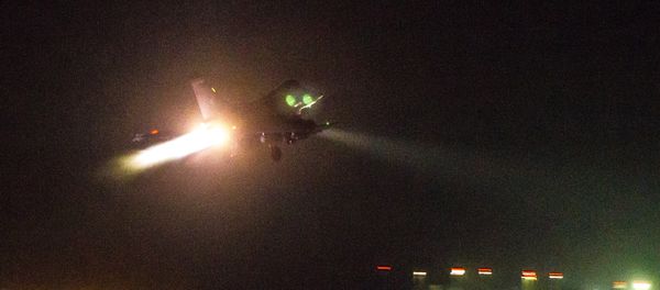 This photo released on Friday, Oct. 9, 2015 by the French Army Communications Audiovisual office (ECPAD) shows a French army Rafale fighter jet taking off from an undisclosed air base as part of France's Operation Chammal launched in September 2015 in support of the US-led coalition against Islamic State group. This photo released on Friday, Oct. 9, 2015 by the French Army Communications Audiovisual office (ECPAD) shows a French army Rafale fighter jet taking off from an undisclosed air base as part of France's Operation Chammal launched in September 2015 in support of the US-led coalition against Islamic State group. - Sputnik International