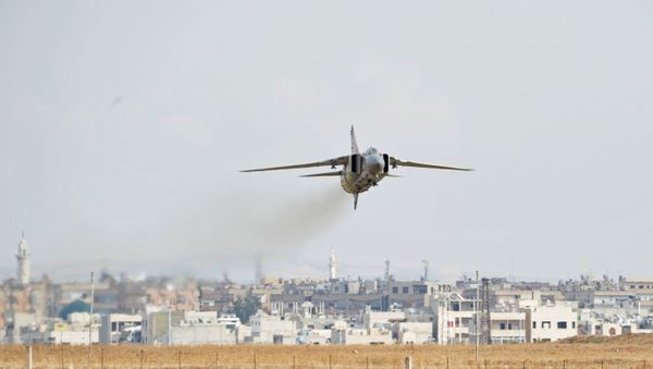 A MiG-23 aircraft of the Syrian Air Force lands at the Hama airbase near the city of Hama, Syria's Hama Province. A MiG-23 aircraft of the Syrian Air Force lands at the Hama airbase near the city of Hama, Syria's Hama Province. - Sputnik International