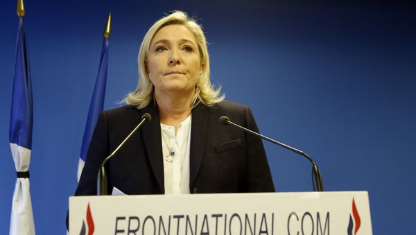 Leader of the French Far-right party the Front National (FN) Marine Le Pen delivers an address in Nanterre, suburban Paris on November 14, 2015, in response to the attacks in which at least 128 people were killed Leader of the French Far-right party the Front National (FN) Marine Le Pen delivers an address in Nanterre, suburban Paris on November 14, 2015, in response to the attacks in which at least 128 people were killed - Sputnik International