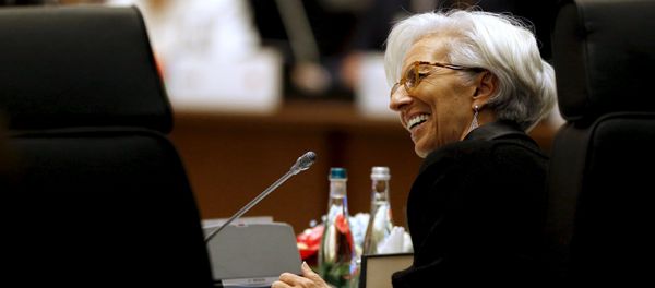 International Monetary Fund (IMF) Managing Director Christine Lagarde participates in a working session on the global economy with fellow world leaders at the start of the G20 summit at the Regnum Carya Resort in Antalya, Turkey, November 15, 2015 International Monetary Fund (IMF) Managing Director Christine Lagarde participates in a working session on the global economy with fellow world leaders at the start of the G20 summit at the Regnum Carya Resort in Antalya, Turkey, November 15, 2015 - Sputnik International