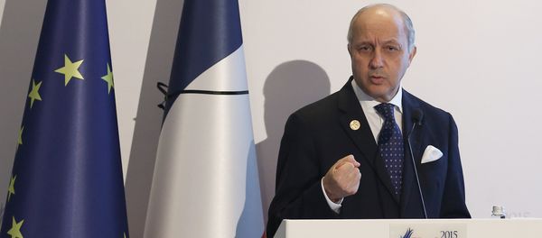French Minister for Foreign Affairs Laurent Fabius speaks during a press conference at the G-20 Summit on November 16, 2015 in Antalya French Minister for Foreign Affairs Laurent Fabius speaks during a press conference at the G-20 Summit on November 16, 2015 in Antalya - Sputnik International