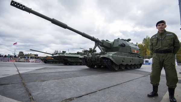 Self-propelled artillery gun 2S35 Coalition-SV displayed at the Russia Arms Expo - Sputnik International