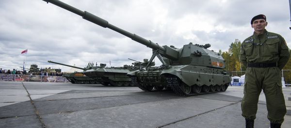 Self-propelled artillery gun 2S35 Coalition-SV displayed at the Russia Arms Expo - Sputnik International