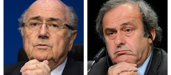 A combination made on October 29, 2015 shows two pictures showing Fifa president president Sepp Blatter (L) on May 30, 2015 in Zurich, and UEFA leader Michel Platini on May 28, 2015 in Zurich A combination made on October 29, 2015 shows two pictures showing Fifa president president Sepp Blatter (L) on May 30, 2015 in Zurich, and UEFA leader Michel Platini on May 28, 2015 in Zurich - Sputnik International