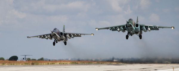 Russian Su-25 attack aircraft take off from the Khmeimim airbase in Syria. Russian Su-25 attack aircraft take off from the Khmeimim airbase in Syria. - Sputnik International