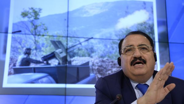 Syrian ambassador to Russia Riad Haddad speaks during a press conference in Moscow. - Sputnik International
