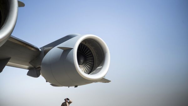 A member of the flight crew inspects a cargo plane at Erbil International Airport, the capital of northern Iraq's Kurdistan autonomous region, on June 24, 2014. - Sputnik International