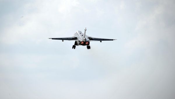 Russian Sukhoi Su-24 bomber takes off from Hmeymim Air Base in the Latakia province, Syria. - Sputnik International