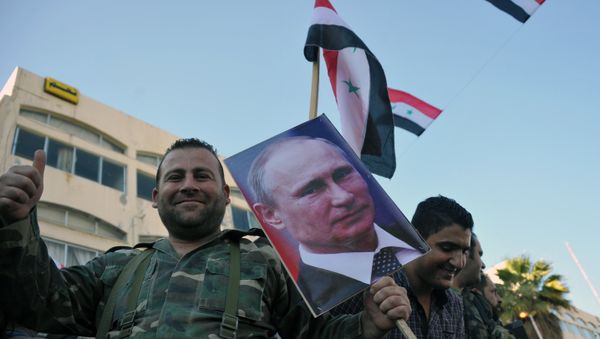 Syrian Arab Army troops take part in a rally in Tarus in support of the Russian Aerospace Force operation in Syria Syrian Arab Army troops take part in a rally in Tarus in support of the Russian Aerospace Force operation in Syria - Sputnik International