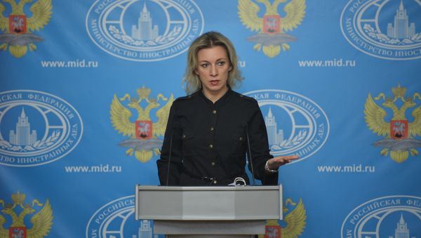 Russian Foreign Office spokesperson Maria Zakharova seen at a briefing on current political affairs. Russian Foreign Office spokesperson Maria Zakharova seen at a briefing on current political affairs. - Sputnik International
