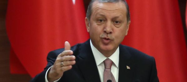 Turkish President Recep Tayyip Erdogan delivers a speech during a mukhtars meeting at the presidential palace on November 26, 2015 in Ankara Turkish President Recep Tayyip Erdogan delivers a speech during a mukhtars meeting at the presidential palace on November 26, 2015 in Ankara - Sputnik International