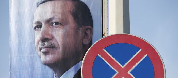 A poster with a picture of Turkey's President Recep Tayyip Erdogan, displayed in Istanbul, Turkey - Sputnik International