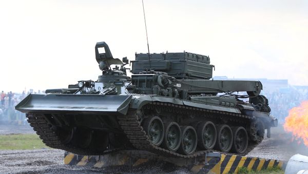 Armoured recovery vehicle (BREM-1) in demonstration runs at the 2nd international forum Engineering Technologies-2012 in Zhukovsky near Moscow. (File) Armoured recovery vehicle (BREM-1) in demonstration runs at the 2nd international forum Engineering Technologies-2012 in Zhukovsky near Moscow. (File) - Sputnik International