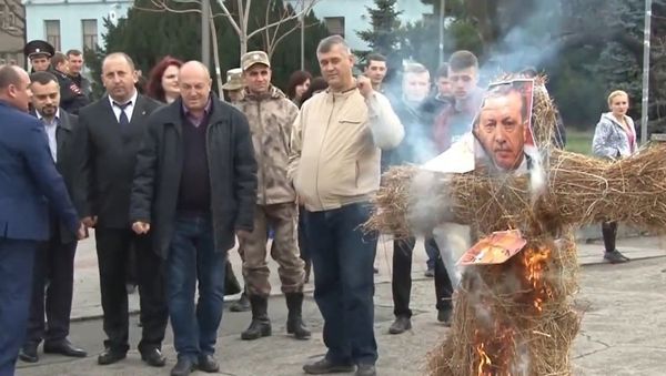 Russia: Erdogan effigy BURNS at protest against Su-24 downing - Sputnik International