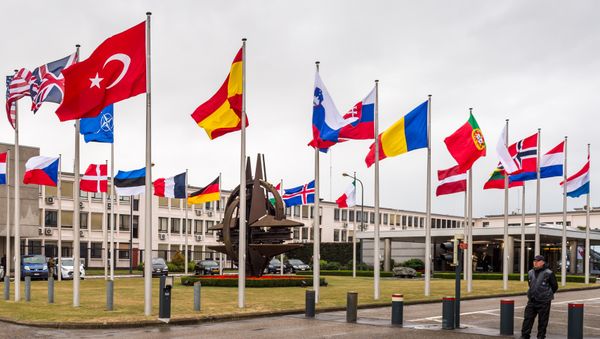 NATO country flags wave outside NATO headquarters in Brussels on Tuesday July 28, 2015 NATO country flags wave outside NATO headquarters in Brussels on Tuesday July 28, 2015 - Sputnik International