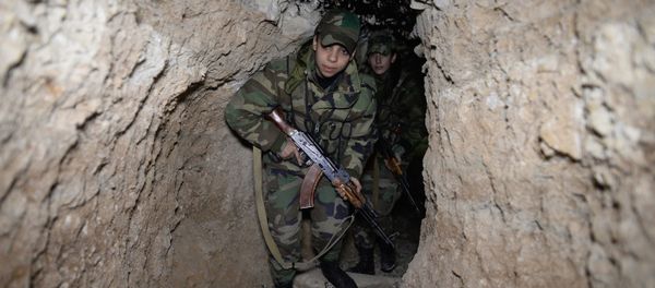 Soldiers of the Syrian Arab Army in Darayya, a Damascus suburb - Sputnik International